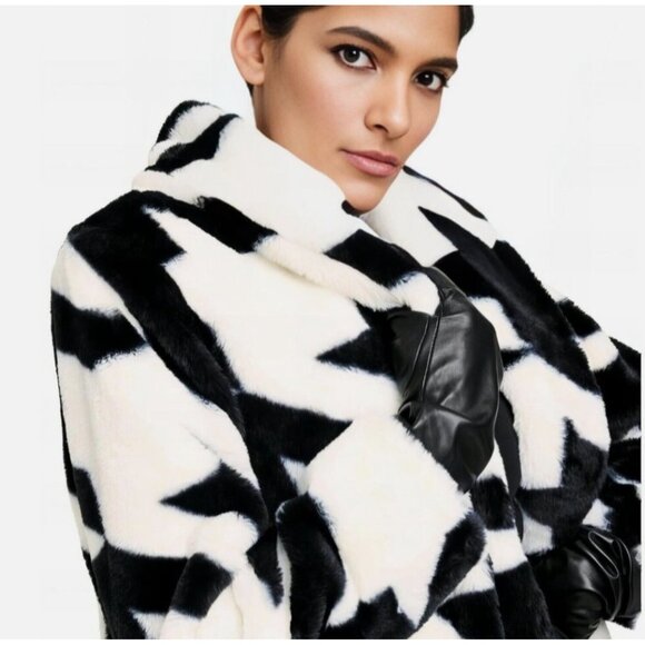Sergio Hudson X Target Luxury Faux Fur Houndstooth‎ Plush Swing Coat Size 4X - Picture 12 of 12